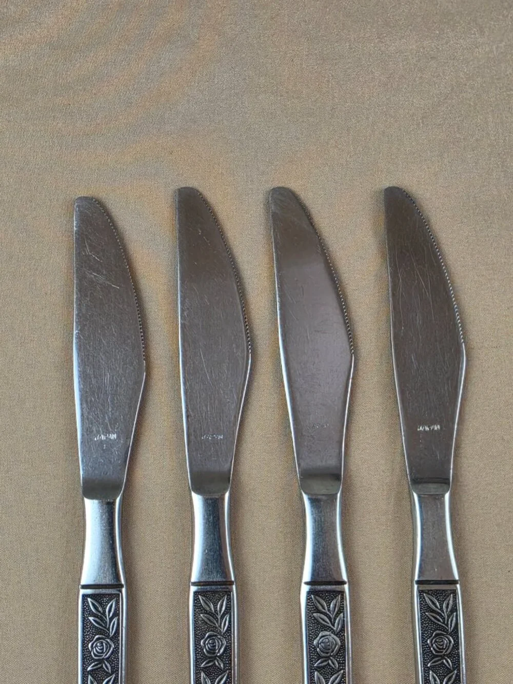 Vtg Interpur MEXICALY ROSE 4 Knives Silverware Flatware Stainless Steel JAPAN